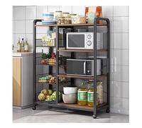 4-Tier Rolling Microwave Stand - Kitchen Baker's Rack with Storage, Space-Saving Shelf Cart for Microwave & Essentials, 80x30 cm Kitchen nizer