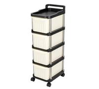 4-Tier Rolling Storage Cart with Drawers - Narrow Mobile Organizer | Mobile Organizer with Wheels and Handle, Multipurpose Utility Cart for Kitchen, Bathroom, Bedroom, Makeup Room and Office