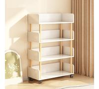 4 Tier Rolling Storage Shelf on Wheels Versatile Bookcase for Living Room Bedroom Kitchen and Study Room Mobile Organizer for Easy Access and Stylish Display
