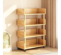 4 Tier Rolling Storage Shelf on Wheels Versatile Bookcase for Living Room Bedroom Kitchen & Study Room Mobile Organizer for Easy Access and Stylish Display