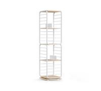 4-Tier Rotating Bookshelf, Natural Beige and Cloud White
