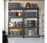 4-Tier Shelving Unit, Steel Shelving Unit for Storage, for Garage, Rustic Brown + Black / 1