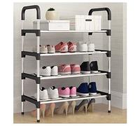 4-Tier Shoe Rack Organizer - Stylish Space-Saving Black Shoe Stand for Entryway Closet Home Storage Solutions - Durable & Versatile Shoe Shelf for All Footwear