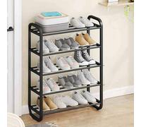 4-Tier Shoe Rack Space-Saving Multi-Purpose Organizer Metal Shoe Stand Slim Shoe Storage Shelf (Black 45 * 73cm/17.7 * 28.7in) - Ideal for Home & Entryway