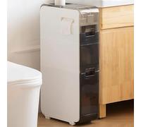 4-Tier Slim Bathroom Storage Cabinet - 6.9" Wide Over-The-Toilet with Clear Drawers Ideal for Small Spaces & Gaps Perfect for Home & Bathroom Storage