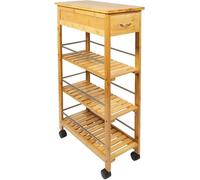4 Tier Slim Portable Natural Bamboo Space Saver Wood Kitchen Trolley Drawer Organiser Cart Island Storage Basket Utility Organizer Rack Hygrad Built to Survive Natural One Size