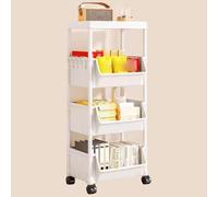 4-Tier Slim Storage Rack on Wheels - Narrow Kitchen Trolley Bookshelf Beauty Shelving Unit Compactfor Small Spaces Versatile Mobile Storage Solution
