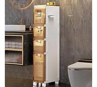 4 Tier Slimline Bathroom Storage Unit with Slide Out Drawers and Top Lid Versatile for Bathroom Living Room and Kitchen Space Saving Cabinet