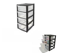 4 Tier Small Plastic Storage Drawers Mini Clear Tower Unit Home Office Desktop Bathroom School Stationary Make Up Organiser