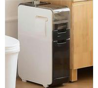 4 Tier Small Spaces Gaps Bathroom Storage Cabinet 6.9" W Skinny Bathroom Storage Cabinet Over The Toilet Storage Cabinet with Clear Drawers and Casters Floor Cabinet Living Room Toilet
