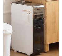 4 Tier Small Spaces Gaps Bathroom Storage Cabinet 6.9" W Skinny Bathroom Storage Cabinet Over The Toilet Storage Cabinet with Clear Drawers and Casters Bathroom Floor Cabinet Living Room To