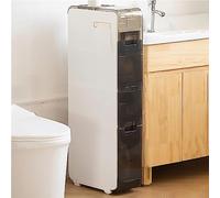 4 Tier Small Spaces Gaps Bathroom Storage Cabinet 6.9" W Skinny Bathroom Storage Cabinet Over The Toilet Storage Cabinet with Clear Drawers and Casters Bathroom Floor Cabinet Living Room To