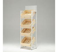 4-Tier Solid Wood Vegetable Display Rack - Multi-Layer Kitchen Shelf for Fruits & Veggies - Sturdy Commercial Storage Stand for Potatoes, Produce & More - Elegant, Durable Design