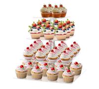 4 Tier Square Cupcake Stand for 50 Cupcakes Acrylic Cupcake Tower