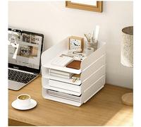 4 Tier Stackable Filing Trays, Letter Tray Organiser Desk Tidy File Document Holder A4 Paper Sorter for Office, School (Vertical White)