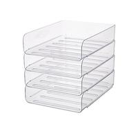 4 Tier Stackable Filing Trays, Letter Tray Organiser Desk Tidy File Document Holder A4 Paper Sorter for Office, School (Vertical Transparent)