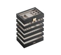 4-Tier Stackable Jewellery Trays, Ink Black / 6-Tier