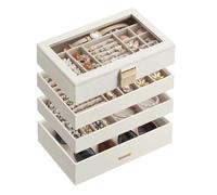 4-Tier Stackable Jewellery Trays, White / 4-Tier