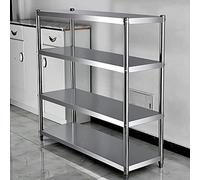 4 Tier Stainless Steel Microwave Oven Rack Heavy Duty Kitchen Storage Unit Space Saving Garage Display Rack 80cm Kitchen Workbench Silver Finish