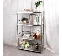 4-Tier Stainless Steel Sto Shelves Adjustable nizer Rack with Lar Capaci & Guardrails - Space-Saving Solut for Kitchen Ga Restaurant & More