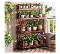4 Tier Step Plant Shelves, Height Adjustable,Potting Organizer With Pulley,Garden Plant Ladder Shelf For Indoor Outdoor (Color : Brown, Size : 105x42x140cm)