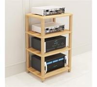 4-Tier Stereo Cabinet Audio Rack - Wooden AV Media Tower Stand for Living Room Entertainment Center, Corner Shelf for Record Player, Audio-Video Storage Solution