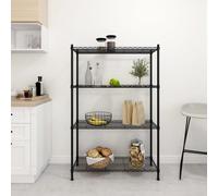 4-Tier Storage Shelf Black Iron 90x35x137cm Heavy Duty Adjustable Shelves 200kg