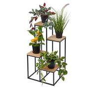 4 Tier Tall Black Metal & Wood Flower Plant Pot Display Stand