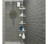 4 Tier Telescopic Corner Shower Caddy , No Drill Bathroom Storage Organizer Rustproof