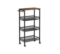4-Tier Trolley with handles, Rustic Brown + Black