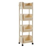 4-Tier Utility Rolling Cart with Lockable Wheels - Mobile Plastic Storage Trolley for Kitchen Bathroom Office Laundry Living Room - White nizer Cart