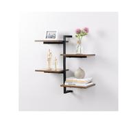 4 Tier vertical Black floating shelves MDF rustic shelf metal wire G-0479