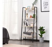 4-Tier Vintage Ladder Shelf Bookcase Storage Rack Stand Plants Display Bookshelf HOMCOM Beige One Size