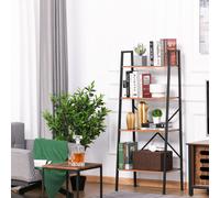 4 Tier Vintage Ladder Shelf Bookcase Storage Rack Stand Plants HOMCOM Brown One Size