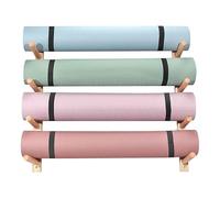 4 Tier Wall Mount Yoga Mat Holder Wooden Rack for Foam Rollers & Fitness Accessories Space Saving Gym nizer for Home Yoga Studio 73cm 28.7in Storage Solution