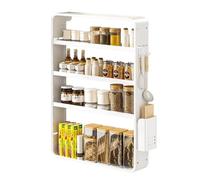4 Tier Wall Mounted Spice Rack Aluminum Hanging Spice Kitchen & Bathroom Storage Shelf Adjustable Spice Holder Space Saving Kitchen Essential