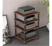 4-Tier Walnut Open Shelving Rack - Versatile AV Cabinet, HiFi nd, Multi-Tier Sto nizer for Home & Office, Sturdy Design for Electronics & Decor