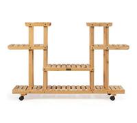 4 Tier Wheeled Wood Plant Stand 120X25X80Cm Multipurpose Rack