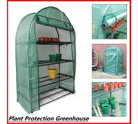 4 Tier Wide Greenhouse with Frame and Roll up Zip Panel Door