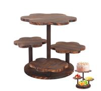 4 Tier Wooden Cupcake Stand, Dessert Cup Cake Tower Stand, Vintage Holder Pastry Display Stand, 12 Inches Tiered Serving Tray for 50 Cupcakes, for Birthday Party Wedding Christmas (Flower shape)