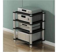 4-Tier Wooden o Rack - Open AV Ma Stand for Ste Equint Record Player & o-Video Display Shelving Unit (Nero h)