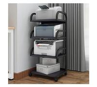 4-Tier Wooden Printer Stand with Steel e Multi-Function Printer Cart for Home Office Copy Machine Scanner Storage Solution (Black)