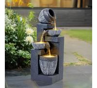 4-Tierd Garden Cascading Water Fountain Bowls Pots Decorated