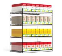 4 Tiers Acrylic Wall/Countertop Cigarettes Display Rack, Transparent Retail Display Shelves with Automatic Cigarette Pusher for Convenience Stores, Tobacco and Alcohol Stores