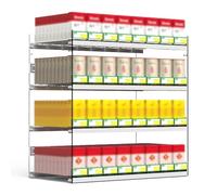 4 Tiers Acrylic Wall/Countertop Cigarettes Display Rack, Transparent Retail Display Shelves with Automatic Cigarette Pusher for Convenience Stores, Tobacco and Alcohol Stores