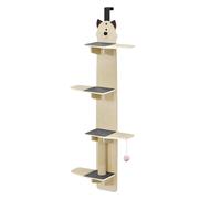 4-Tiers Door Hanging Cat Shelf, Vertical Cats Tree Over, Cat Tree Door Mounted Cats Climber with Scratching Post, Pads, Tease Cat Ball 170cm
