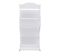4 Tiers Grid Newspaper Holder Magazine Rack 4 Pockets Floor Standing Magazine Brochure Holder A4 Brochure Display Stand Book Literature Floor Display Stand for Trade Show, Exhibitions, White