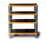 4-Tiers HiFi Audio Rack - Solid Wood AV Stand With Cabinet for Record Player, Power Amplifier, and Video Components (Black, 60 * 93 * 48cm)