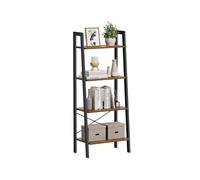 4 Tiers Ladder Shelf, Rustic Brown