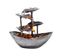 4-Tiers Lotus Leaf Small Waterfall Fountain, Indoor Tabletop Water Feature, USB Desk Fountain Automatic Pump With Power, Tabletop Fountain Indoor With LED Lights, Tabletop Water Fountain